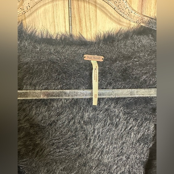 Free People Furry Black Duster Cardigan Soft Comfy Casual Winter‎ XS - Picture 4 of 7